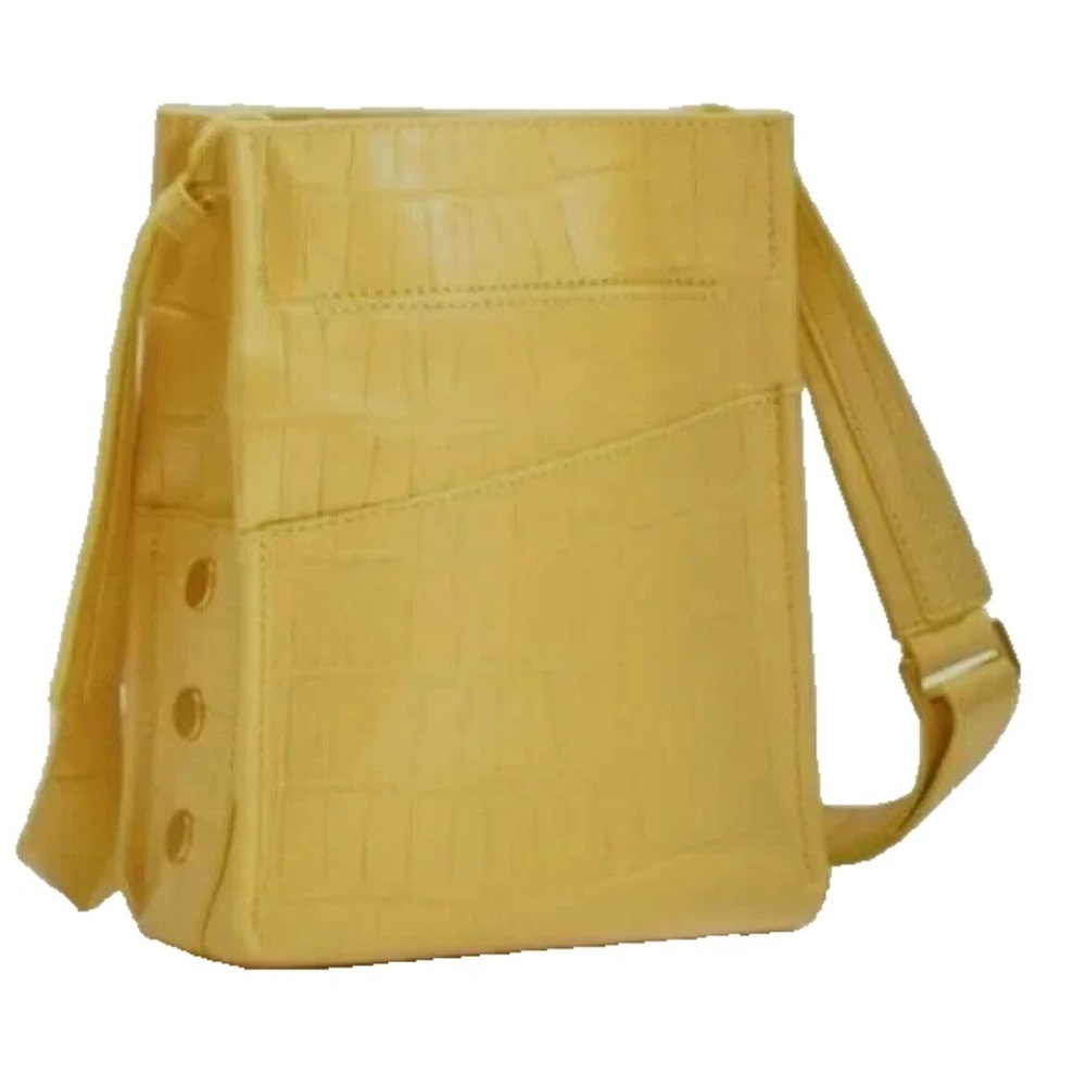Hammitt Croc-Embossed Lemon Yellow Crossbody Bag, small